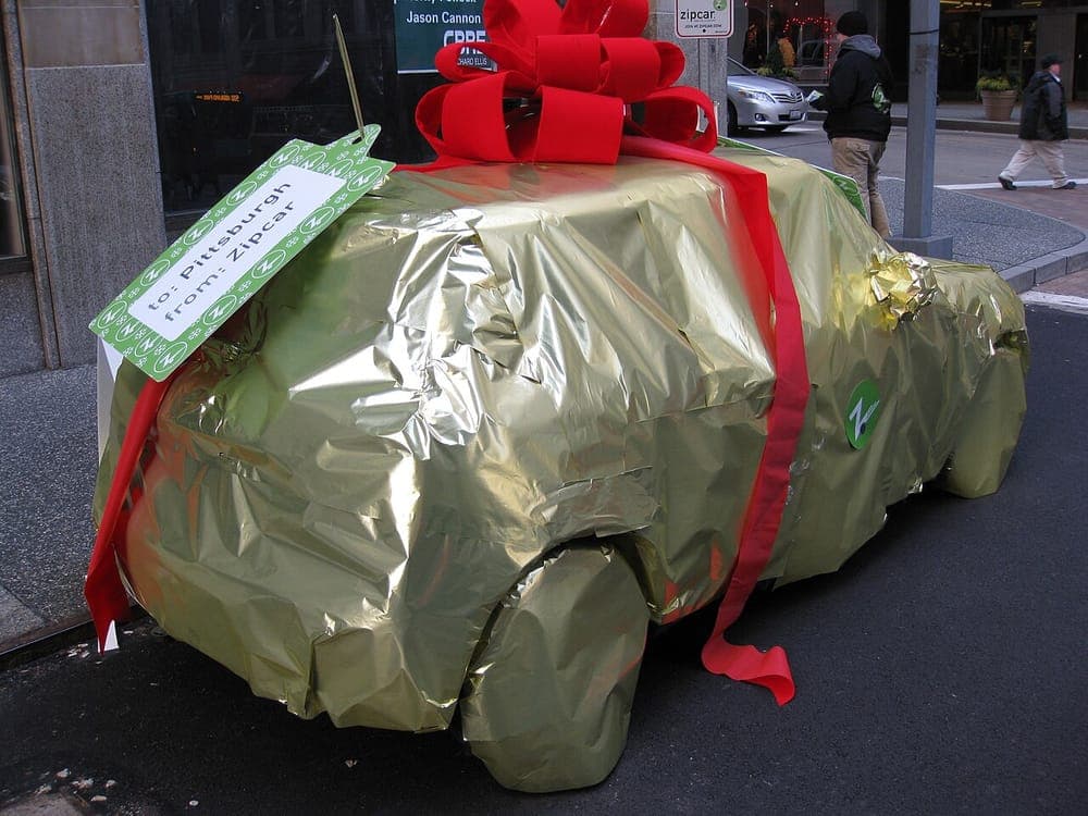 A wrapped gift present